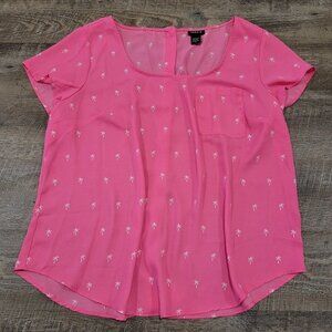 TORRID | Palm Tree Short Sleeve Blouse Top | Sz. 0/L/12